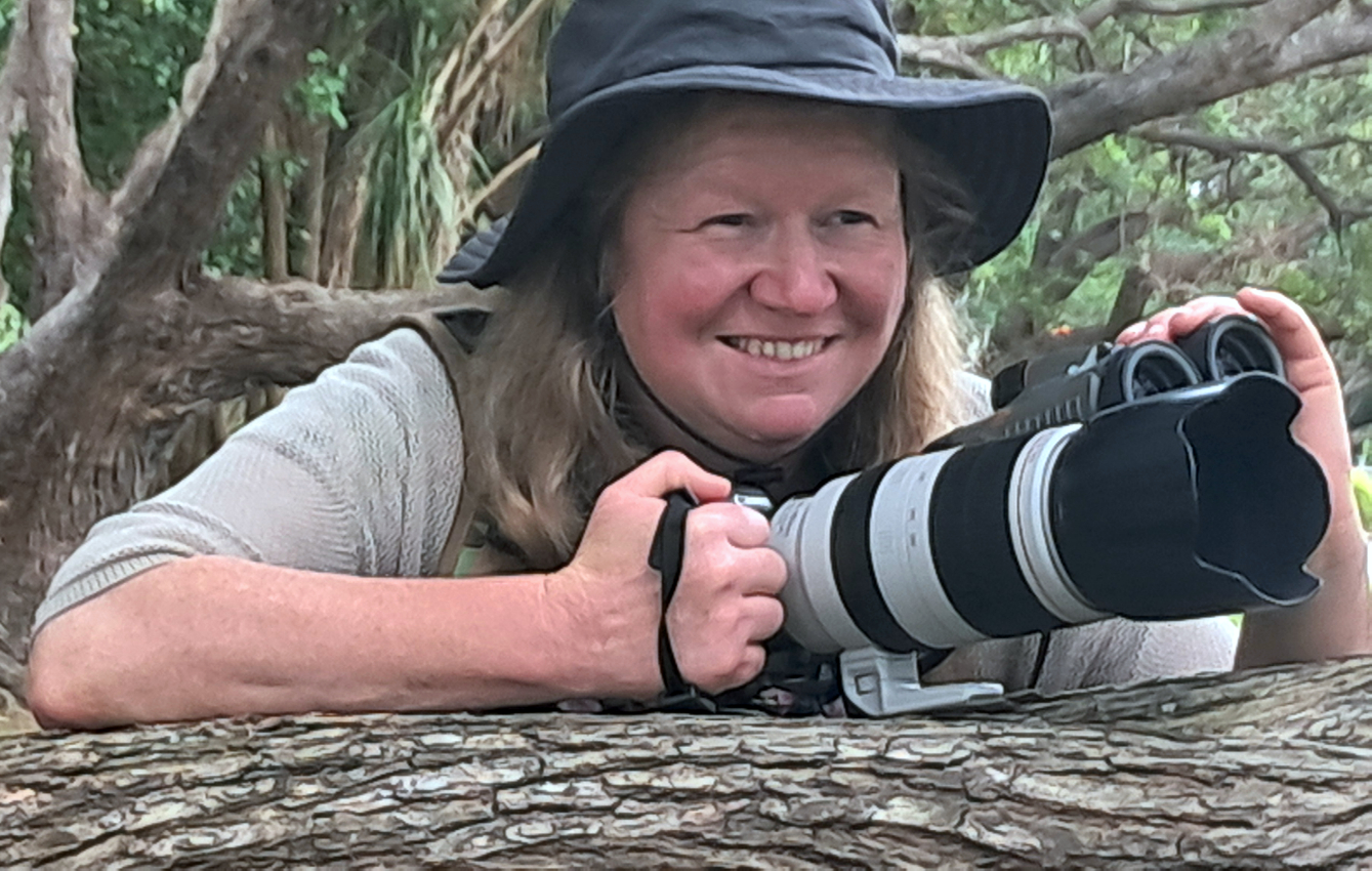 Louise Thomas birding in the wild