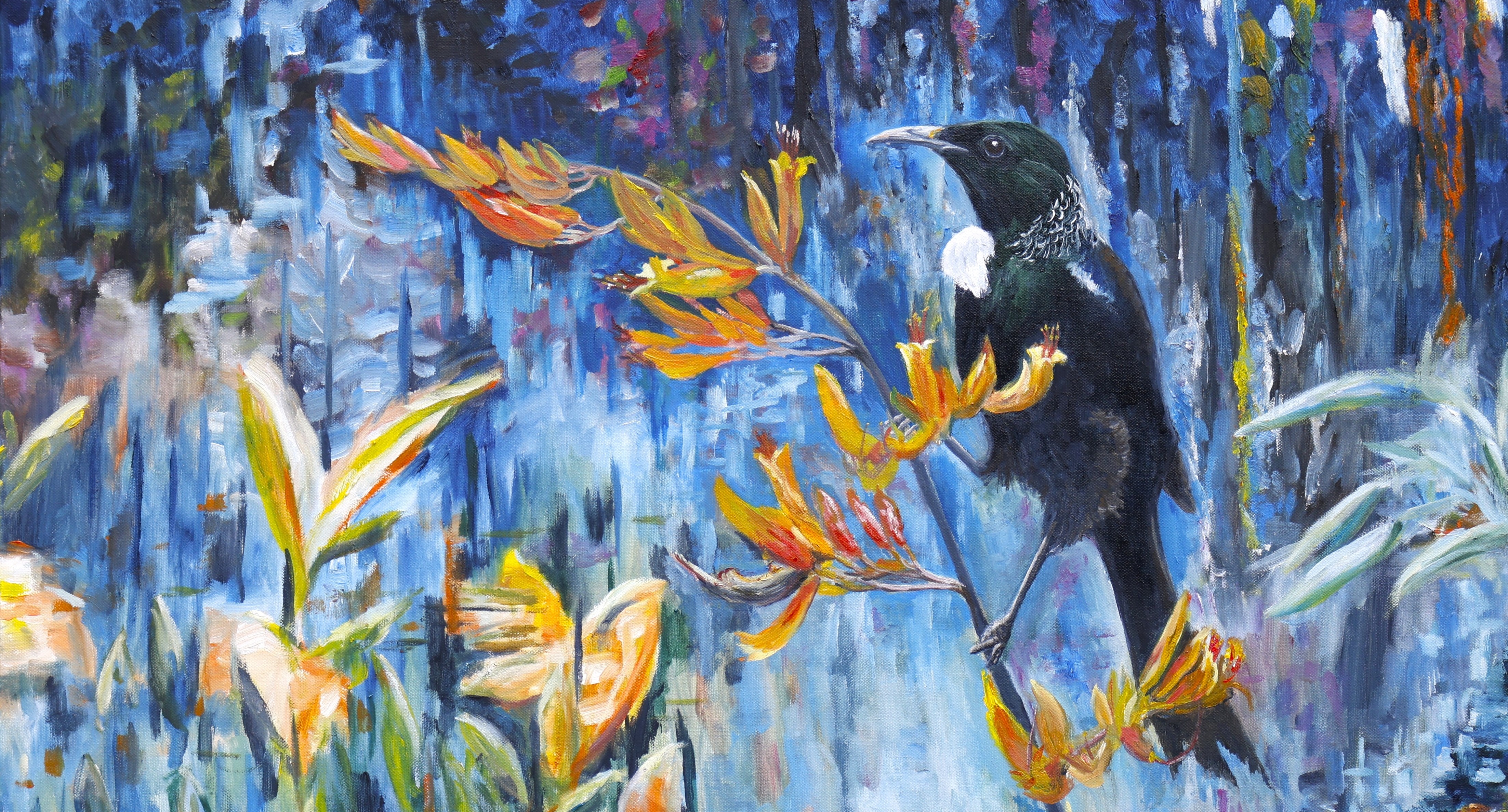 The Evening Tūī oil painting by Louise Thomas