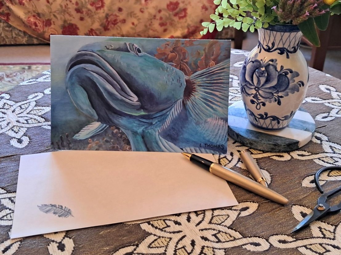 Boris the Blue Cod card